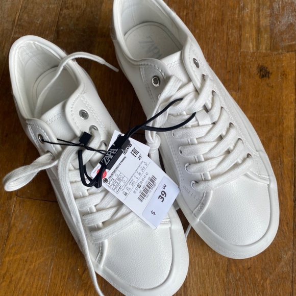 ZARA White sneakers w silver heel detail - Picture 4 of 5